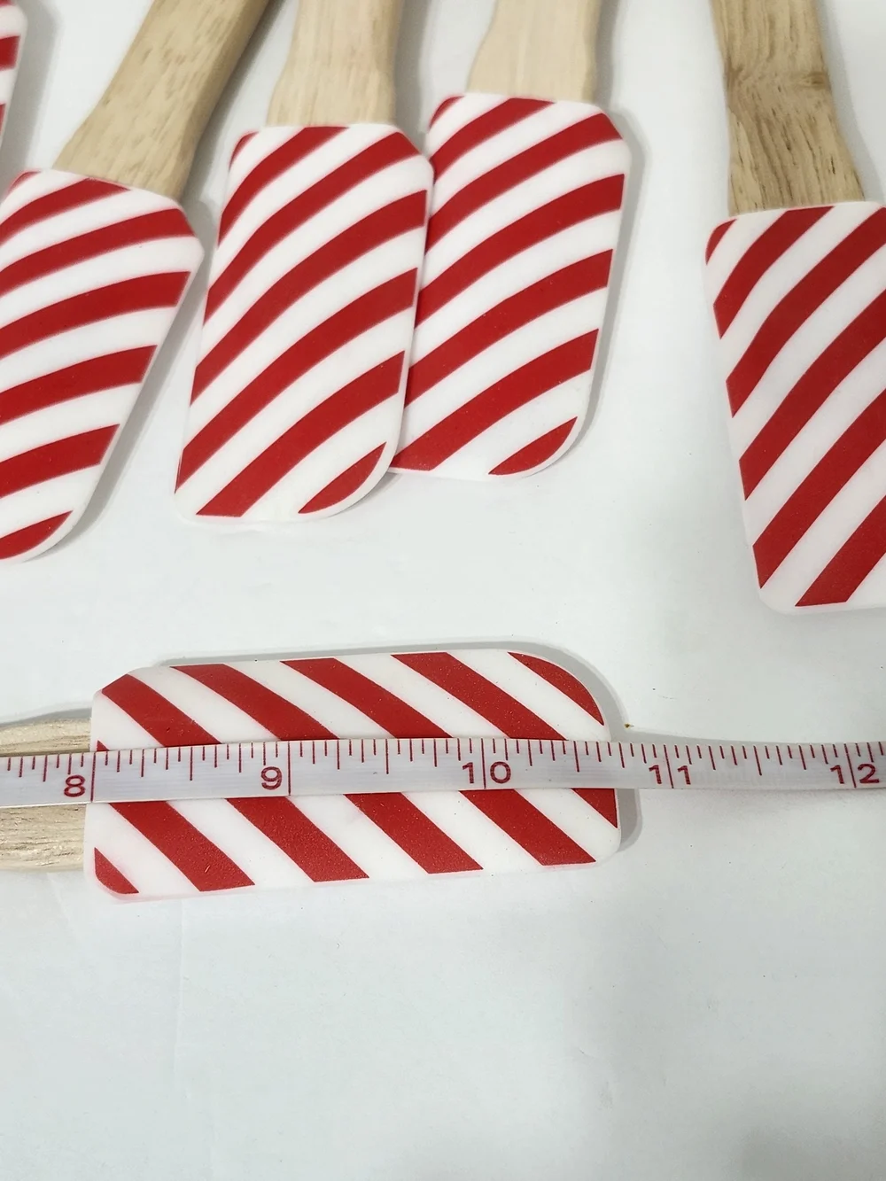 Striped Silicone Spatulas Wood Handles Cooking Baking Gift Baskets Crafts New 12